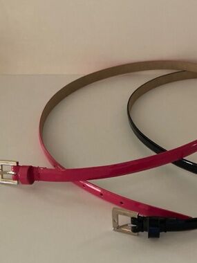 2 Women's Belts/Bright Pink & Black/Silver Tone Buckle/Style #S32034/Size L/NEW!